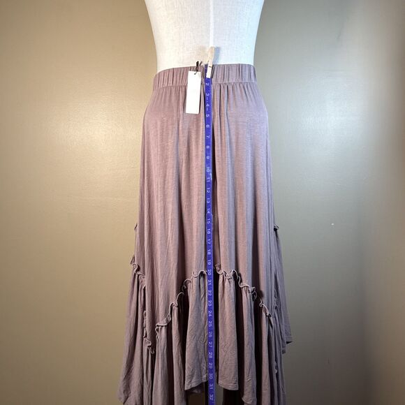 NWT Three Bird Nest Skirt Large Tan Boho Asymmetrical Ruffle Made USA Festival - Picture 5 of 11
